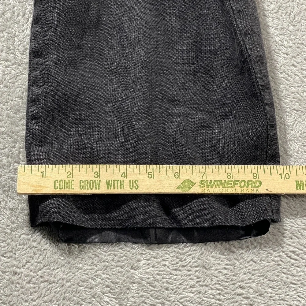 Talbots Khaki Black Casual Irish Linen 10 Wide Leg Outdoorsy Minimalist Preppy‎